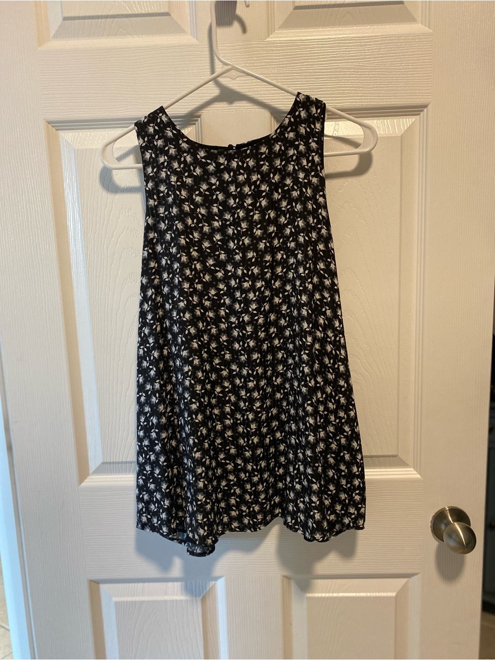 LOFT Black and White Floral Tank Top